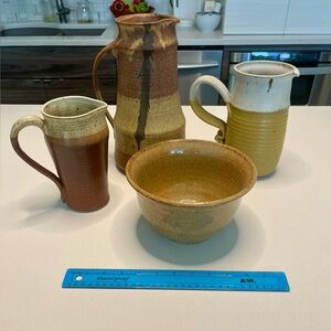 Lot Of 4 Stoneware Pam Petry Misc